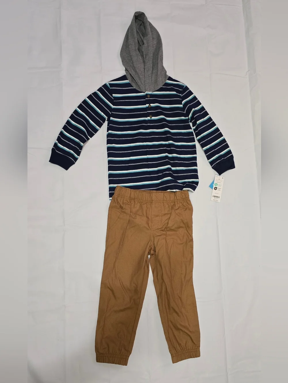 Carter's Navy‎ Striped Hoodie and Brown Pants Set